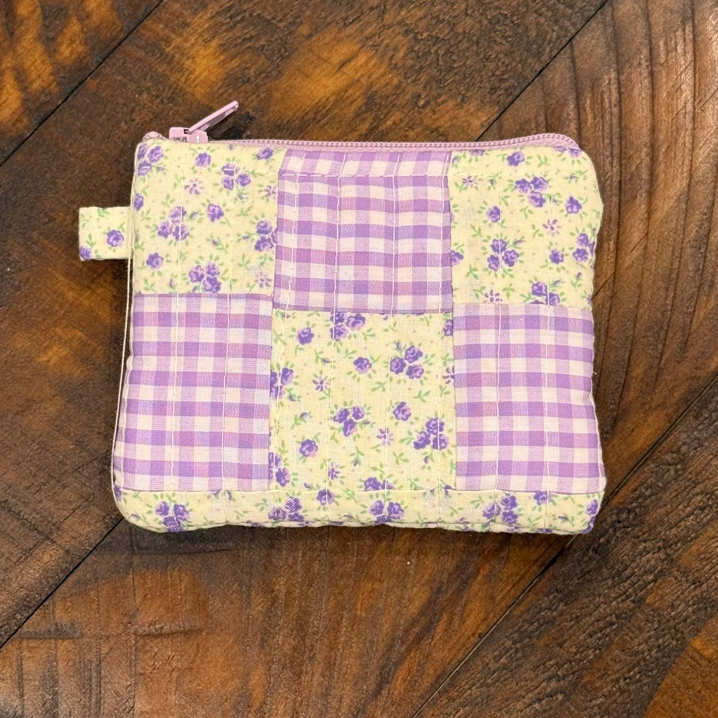 Mini Daisy/ Gingham Patchwork Quilted Pouch