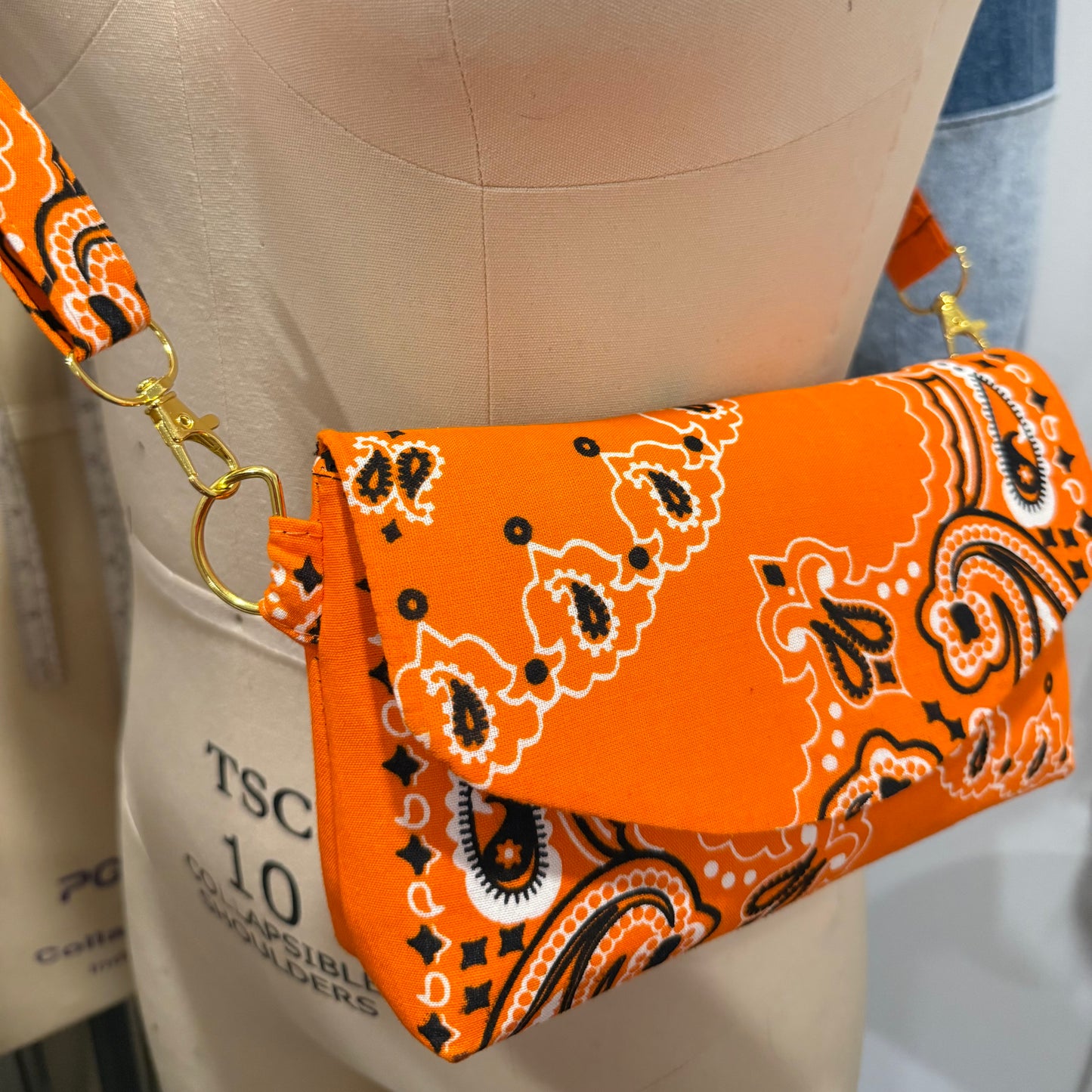 Handmade paisley crossbody bag from upcycled materials by StarLett