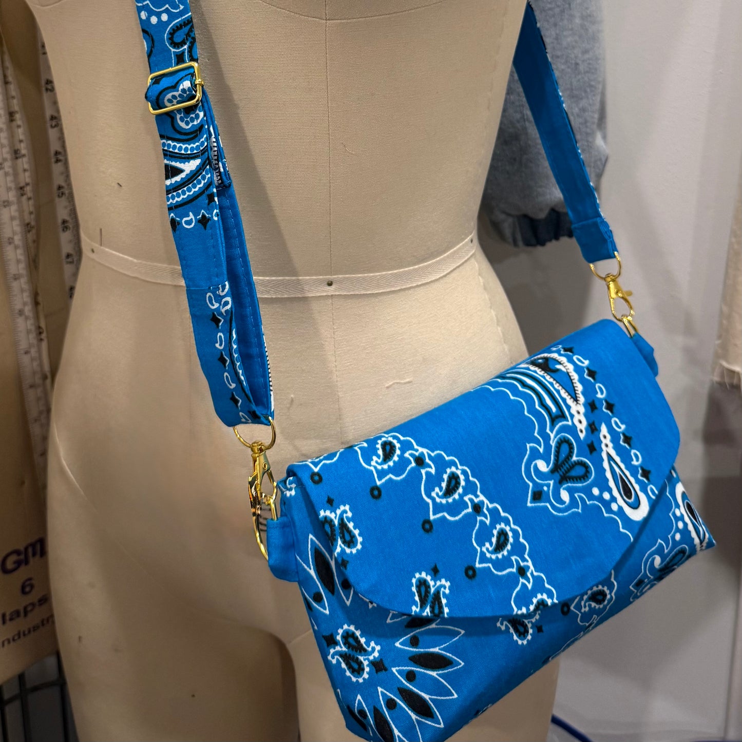 The Foxy- Paisley Crossbody Bag- Turquoise Blue
