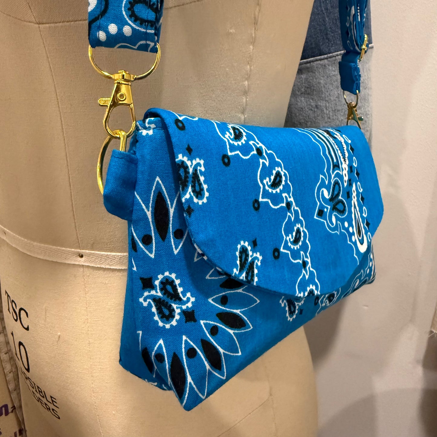 The Foxy- Paisley Crossbody Bag- Turquoise Blue