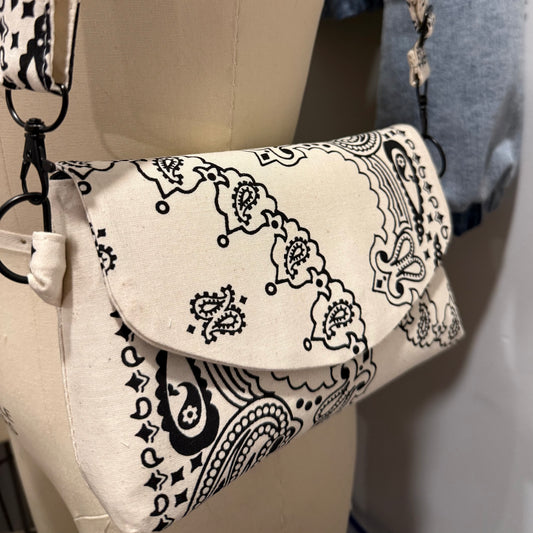 The Foxy- Paisley Crossbody Bag- Cream